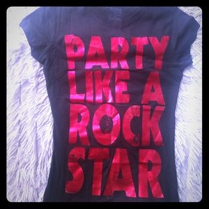 NWT black fitted "PARTY LIKE A ROCK STAR" t-shirt